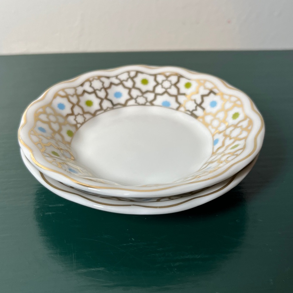 Weisenberg Germany Starburst Fine Porcelain Vintage 1940s Pair Tea Bag Holders - Picture 9 of 9
